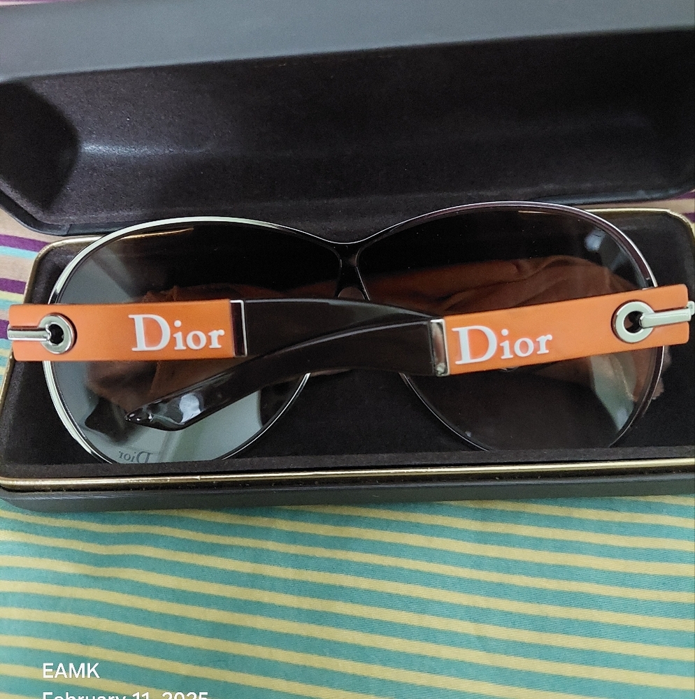 Dior Orange and Silver Sunglasses with Oversized Lenses